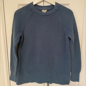 L.L. Bean Women’s Coastal Cotton Ribbed Knit Crewneck Sweater Slate Blue Small